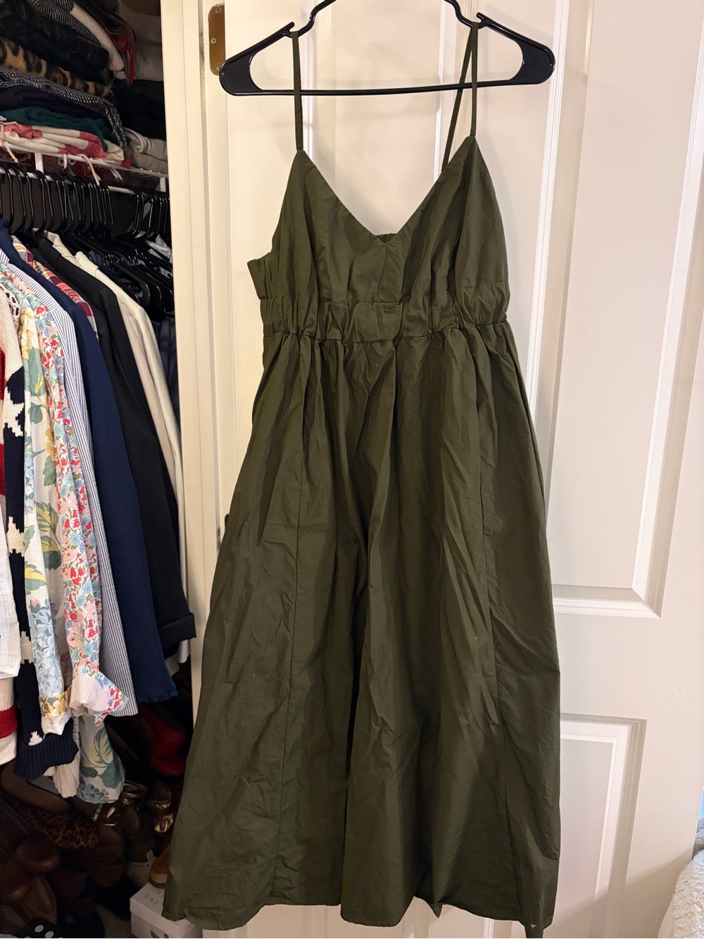 Banana Republic Factory Olive Green Spaghetti-Strap Midi Sundress